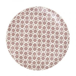 Iette en porcelaine imprimée Cottage 25 cm blanc et bordeaux Blanc Et Bordeaux