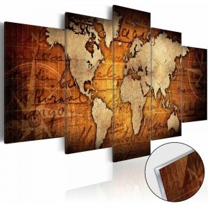 Décoshop26 Tableaux en verre acrylique décoration murale motif Carte monde bronze 100x50 cm TVA110170