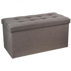 Pegane Coffre/pouf pliable en MDF et polyuréthane coloris gris - Dim : L76 x l38 x H38 cm