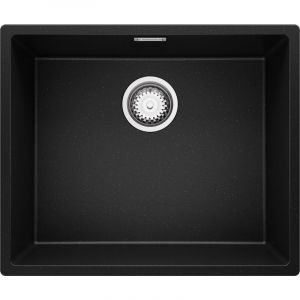 Evier Cuisine 56 x 47 cm Evier en Granit 1 bac + Siphon Classique, Lavabo Cuisine de Primagran Noir Metallic - black#multicolour