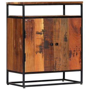 Image de Buffet bahut armoire console meuble de rangement latérale 76 cm bois récupération m if et acier 4402059