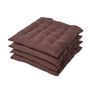 Lot De 4 Galette De Chaise Ou Coussin De Chaise Capitonné Chocolat 40 x 40 cm - Chocolat - Homescapes