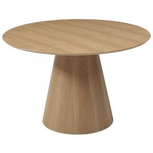 Table à manger ronde 4 personnes placage chêne - Naturel clair - antaliza