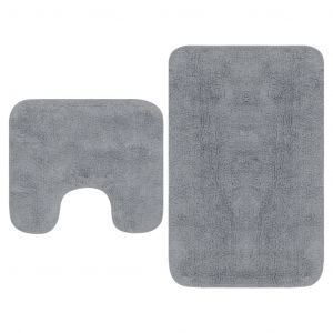 VidaXL Tapis de salle de bain 2 pcs Tissu Gris