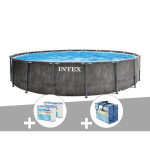 Intex Kit piscine tubulaire Baltik ronde 5,49 x 1,22 m + Bâche à bulles + 6 cartouches de filtration