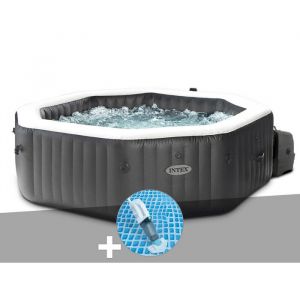 Intex Kit spa gonflable PureSpa Carbone octogonal Bulles et Jets 4 places + Aspirateur