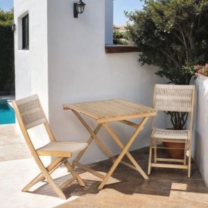 Beau Rivage GRETA - Ensemble de jardin 2 personnes en bois d'acacia et corde