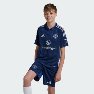 Image de Adidas Manchester United Short Ext&eacute;rieur 2024/25 Enfant, pointure 176 cm - ['Bleu'] - Taille 176 cm