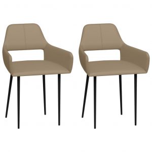 Image de VidaXL Chaises de salle ? manger 2 pcs Cappuccino Similicuir