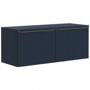 Vente-unique - Meuble sous vasque suspendu strié bleu - 120 cm - josepha