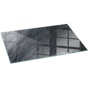 Plaque de protection de sol en verre pour chemin&eacute;e ou po&ecirc;le moderne anti-chaleur et &eacute;tincelles Texture surface pierre 100x50 cm