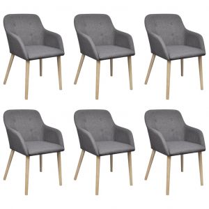 VidaXL Chaises de salle &agrave; manger 6pcs Gris clair Tissu et ch&ecirc;ne massif