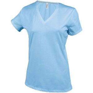 Kariban T-Shirt COL V Manches Courtes Femme - Sky Blue, XXL, Femme