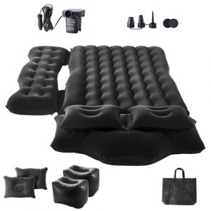 VEVOR Matelas Gonflable pour Voiture, lit Gonflable floqué pour siège arrière, Matelas de Couchage Portable et Durable avec Pompe à air, 2 oreillers, Embout, Sac de Transport, pour SUV, MPV, Noir