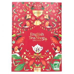 English tea shop Calendrier de l’Avent thé et infusions 2025 biologiques en forme de livre – 24 sachets à découvrir en tournant les pages – Coffret cadeau de Noël