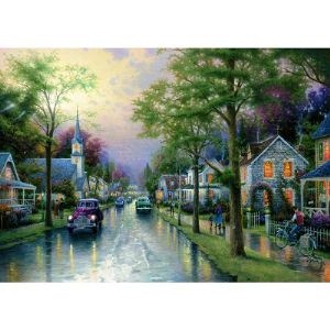 Image de Schmidt Puzzle Thomas Kinkade: Le réveil du village 1000 pièces