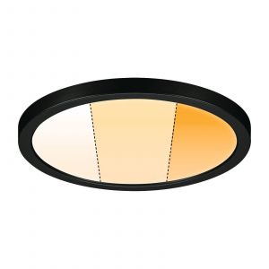Paulmann 93099 LED Panneau encastré Areo IP44 175 mm 3 Niveaux Rond gradable Blanc Chaud Noir synthétique système d'éclairage, Matière Plastique, 13 W