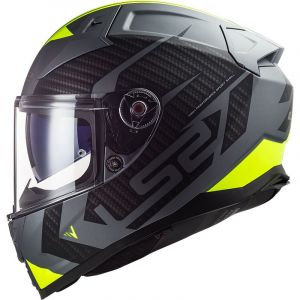 Ls2 Casque Moto Intégral Vector II Splitter Matt Titanium H-V Yellow, XXL