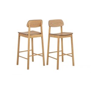 Hellin Tabourets de bar avec dossier en bois naturel (lot de 2) - izia