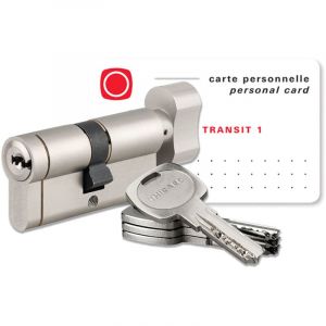 THIRARD Cylindre europeen haute surete barillet serrure de porte 4 cles et carte propriete Transit 1 Taille - 30x30mm Bouton