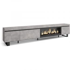 Meuble tv - Banc T&eacute;l&eacute; - Grand espace de Rangement - 288x35x57 cm - tv grand format - Chemin&eacute;e &eacute;lectrique xxl - Design industriel - Style moderne