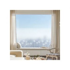 Film Fen&ecirc;tre Anti Regard Pissenlits Blanc 90x200 cm - Brise Vue Vitrage &Eacute;lectrostatique D&eacute;coratif pour Salon Bureau Cuisine