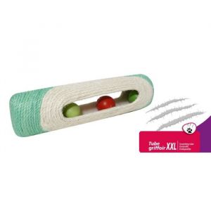 Aimé Griffoir Tube XXL - 3 Balles - Jouet pour chat grelot - Longueur 29 cm - Vert Menthe