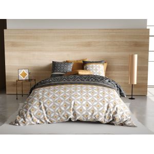 Parure housse de couette coton beige 240x260 cm