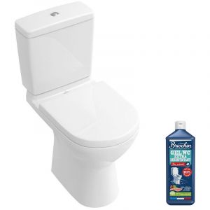 Image de Villeroy & Boch WC à poser O.novo avec abattant frein de chute déclipsable, Avec nettoyant