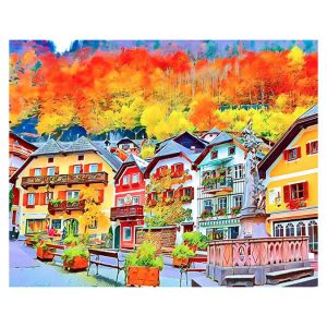 Broderie Diamant 40 x 50 cm Village Suisse coloré