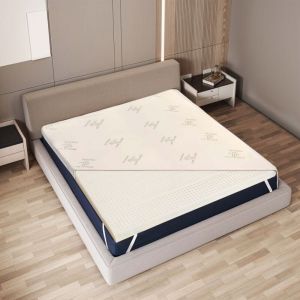 The White Stone - Surmatelas 120 x 200 cm en Latex Naturel Tissu en Bambou Respirant et Déhoussable Hauteur 5 cm Correcteur de Matelas