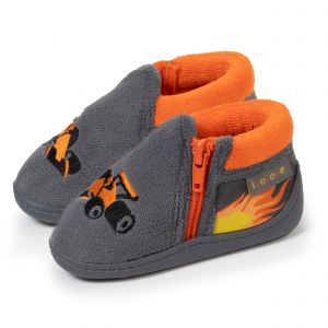 Isotoner Chaussons fermeture zip semelle antidérapante gris bébé garçon