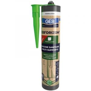 Geb 'ORIZON Silicone sanitaire multi-supports et anti-moisissures &eacute;co con&ccedil;u &agrave; partir de mati&egrave;res premi&egrave;res renouvelables biosourc&eacute;es. S&eacute;chage rapide en 2 heures, Translucide, 310 ml