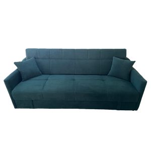 Concept-Usine ADARE - Canap&eacute; convertible avec coffre en velours c&ocirc;tel&eacute; vert 3 places