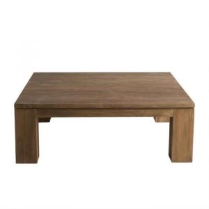 Image de Table b e carrée style industriel en bois teck L 100 x l 100 x 35 cm