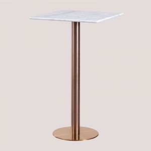 Table Haute de Bar Carrée en Marbre (60x60 cm) Cosmopolitan SKLUM Or Rose 105,5 cm