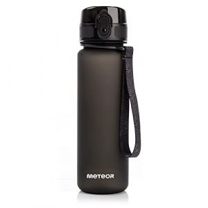 Meteor Gourde pour enfant - Anti-fuite - Pour école maternelle - Bouteille de sport - Pour homme - Avec fruits - Débit d'eau - Pour enfant - 500 ml - Noir