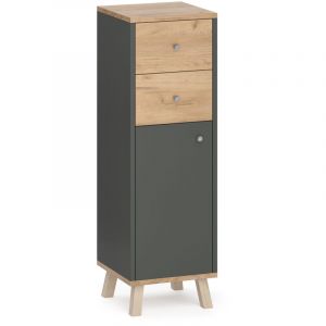Meuble de rangement de salle de bain Senyo, Anthracite, 30 x 95 cm avec tiroirs Vicco