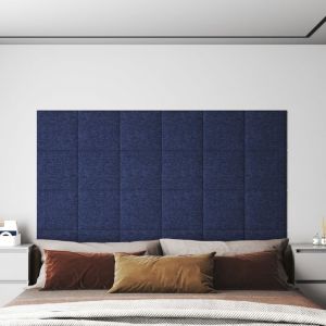 VidaXL Panneaux muraux 12 pcs Bleu 30x30 cm Tissu 1,08 m²