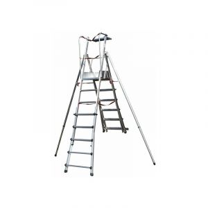 Escabeau PIRL télescopique en aluminium avec bac porte-outils - 4+5 marches - Hauteur de travail max 3.48m - SCA1980/06