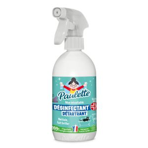 Paulette Désinfectant Détartrant Ménager - Multi-Surfaces - 99,9% Naturel, Certifié Ecocert - Fabriqué en France - Parfum Lavande - Spray 500 ml
