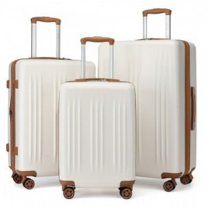 Set de Valises de Voyage - Crème - 3 pièces - Rigide - 4 roulettes - Serrure TSA