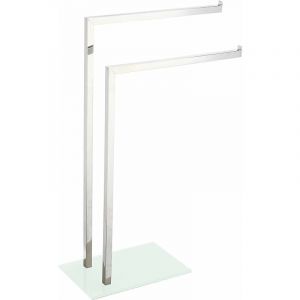 King Collection P1407429/B Lampadaire Porte-Serviette 2 Bras Base en Verre, Blanc