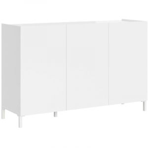 Buffet bas italien 3 portes Lumina 130cm - Compact et polyvalent-Blanc brillant