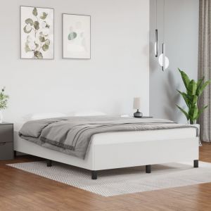 VidaXL Cadre de lit Blanc 140x190 cm Similicuir Blanc