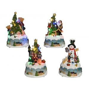 Lumineo Figurines De Noël Led 10x9x15,5cm 3xaa Modèles Assortis