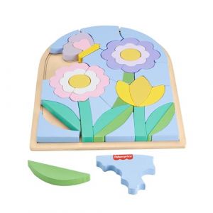 Fisher-Price Puzzle Fleurs en Bois avec Blocs à empiler composé de 37 pièces en Bois certifié FSC, à partir de 3 Ans, HXT97