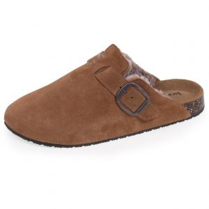Isotoner Sabots fourrés en cuir Femme Camel
