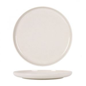 Visiodirect Lot de 12 plats rondes FURY, assiettes &agrave; service p&acirc;tes desserts en porcelaine blanc - diam&egrave;tre 20 x hauteur 2 cm -