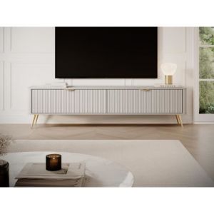 Pascal Morabito Meuble TV avec 2 portes en MDF - Beige et doré - ELONARIA de